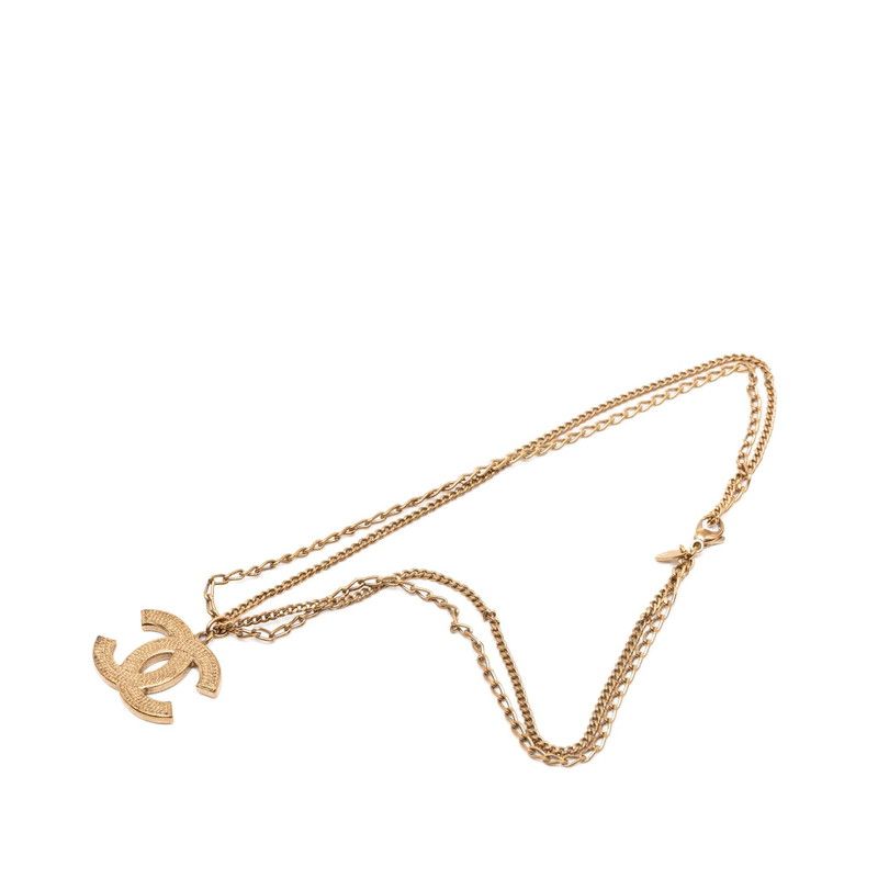 Chanel CC Logo Pendant Necklace Gold Plating — view 3