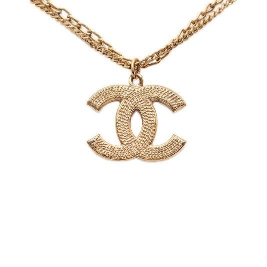 Chanel CC Logo Pendant Necklace Gold Plating