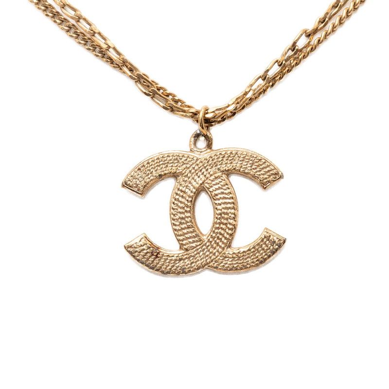 Chanel CC Logo Pendant Necklace Gold Plating — view 2