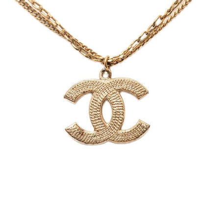 Chanel CC Logo Pendant Necklace Gold Plating — view 2
