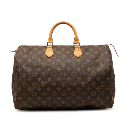 Louis Vuitton Monogram Speedy 40 Boston Bag Brown Leather