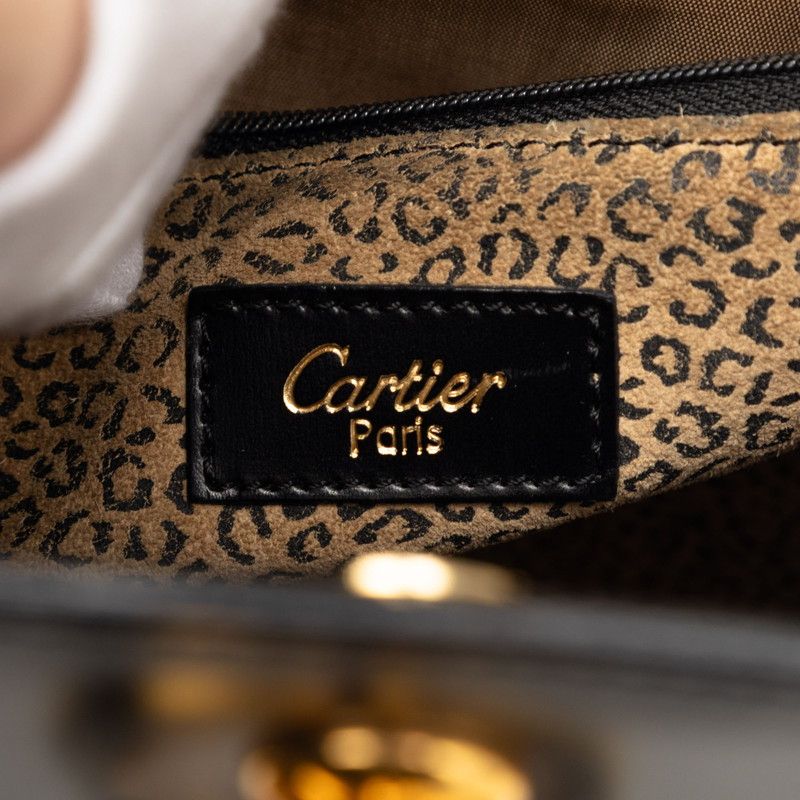 Cartier Tote Shoulder Bag Black Leather — view 6