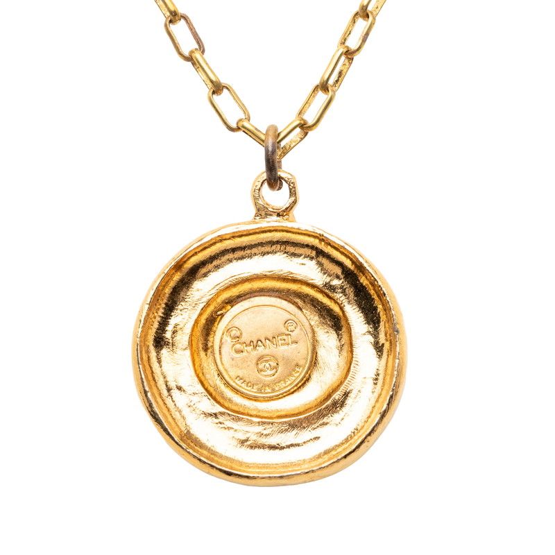 Chanel CC Logo Vintage Pendant Necklace Gold Plating — view 2