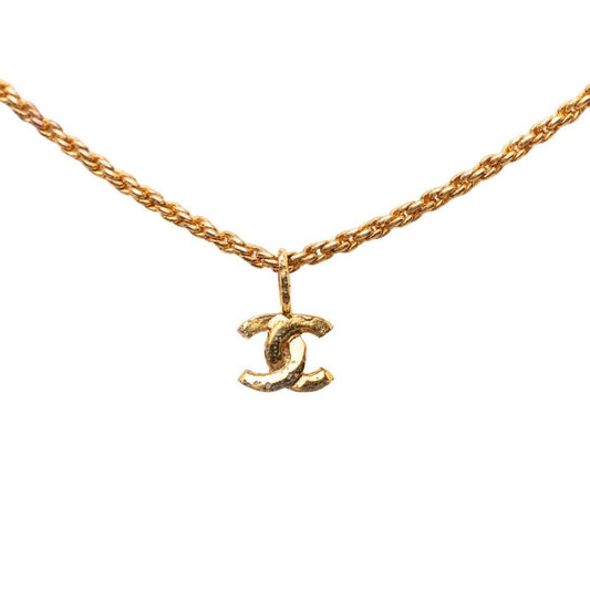 Chanel CC Logo Pendant Necklace Gold Plating