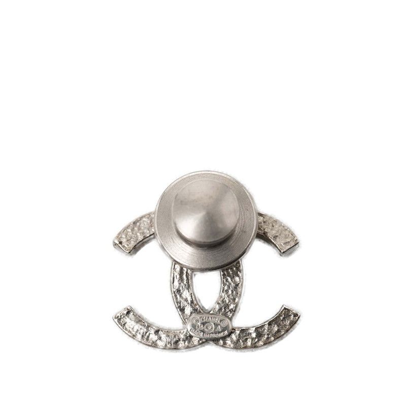 Chanel CC Logo 04 Silver tale Line Strike 1 Brooch — view 2