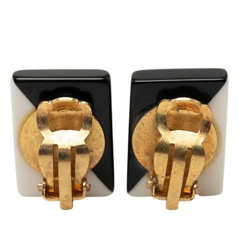 Chanel CC Logo Bakara Earrings 01 Black White Plastic — view 2