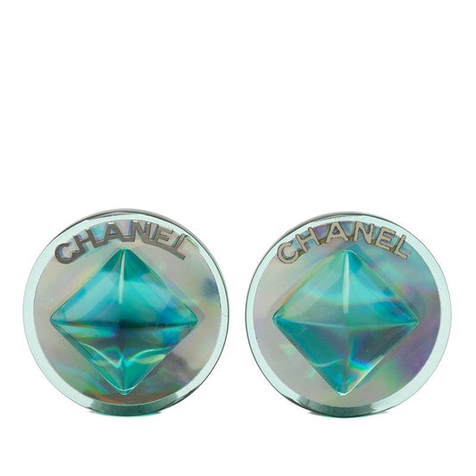 Chanel Logo Earrings 00 Blue Plastic