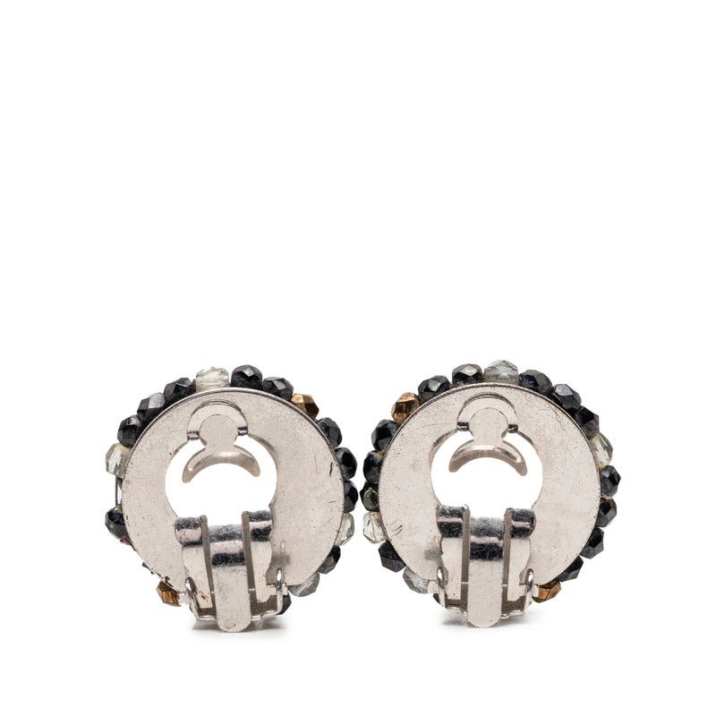 Chanel Vintage Earrings Black Silver Plating ju — view 2