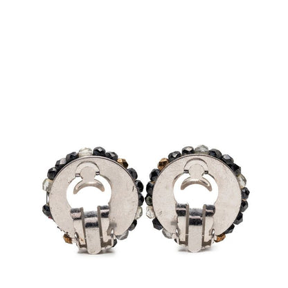 Chanel Vintage Earrings Black Silver Plating ju — view 2