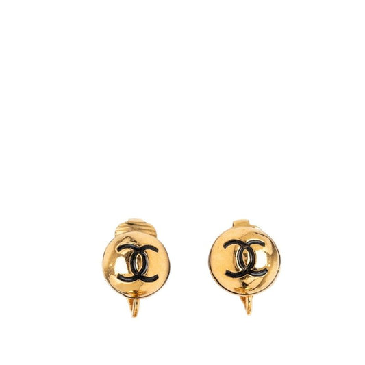 Chanel CC Logo Earrings Gold Plated