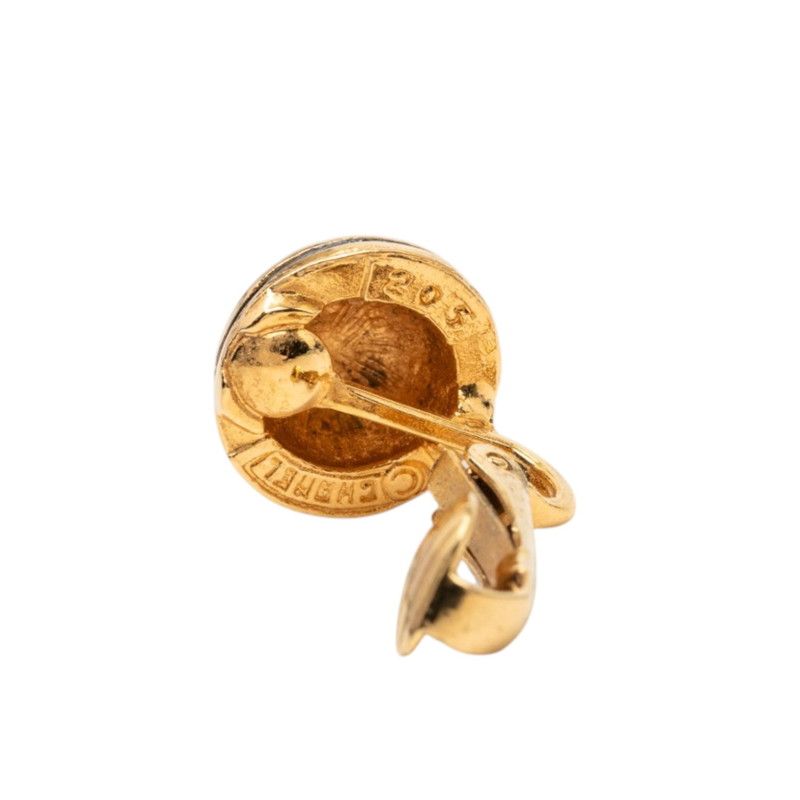 Chanel CC Logo Earrings Gold Plated — view 3