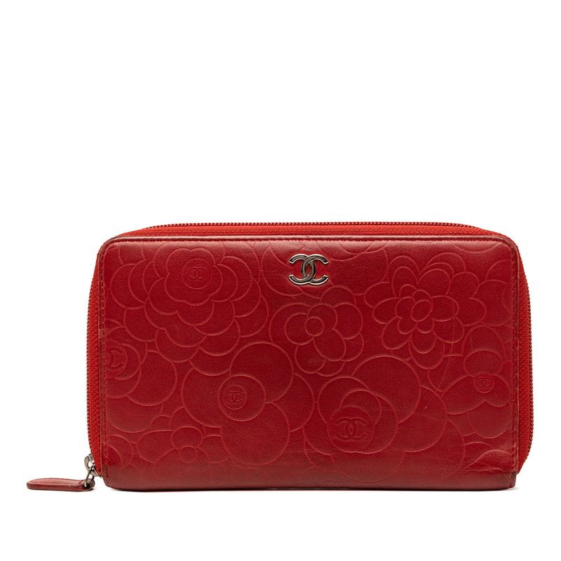 Chanel CC Logo Wallet Red Leather