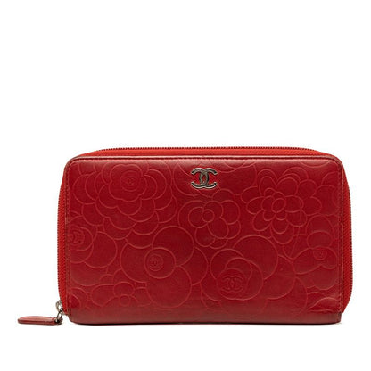 Chanel CC Logo Wallet Red Leather