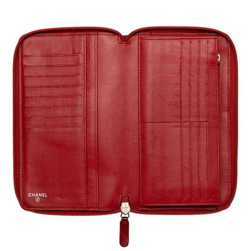 Chanel CC Logo Wallet Red Leather — view 4