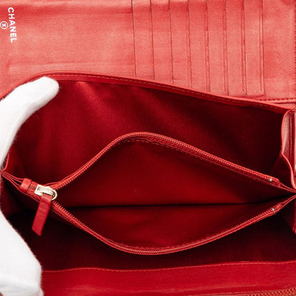 Chanel CC Logo Wallet Red Leather — view 6