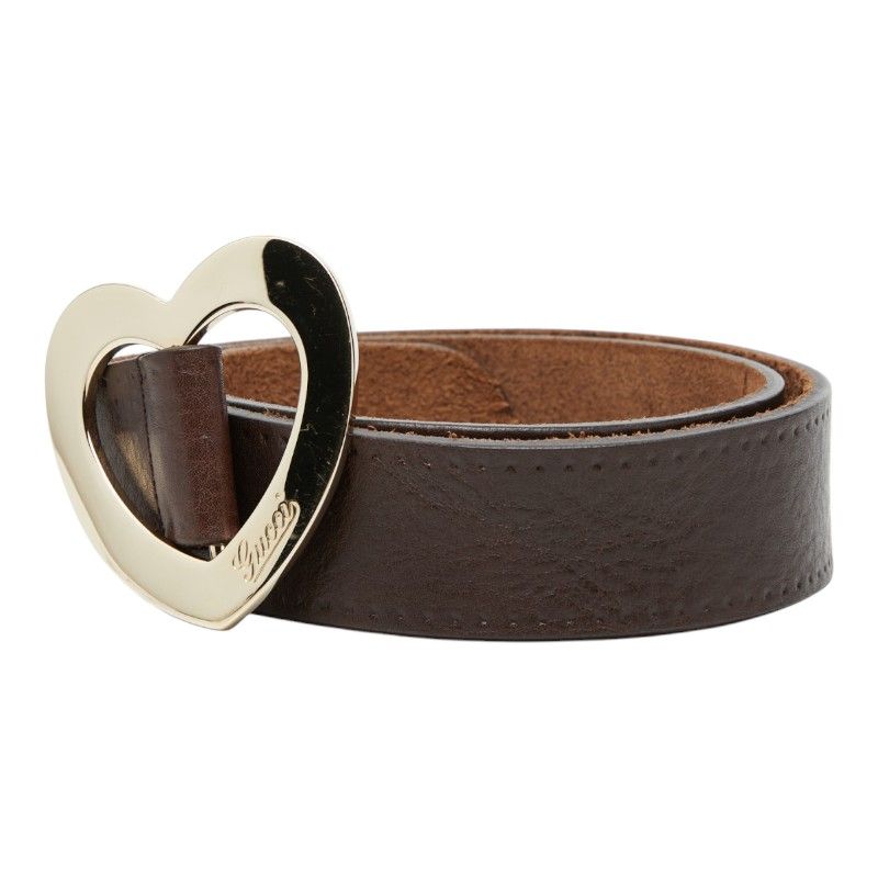 Gucci Heart Buckle leto 32 Brown Leather Belt — view 2