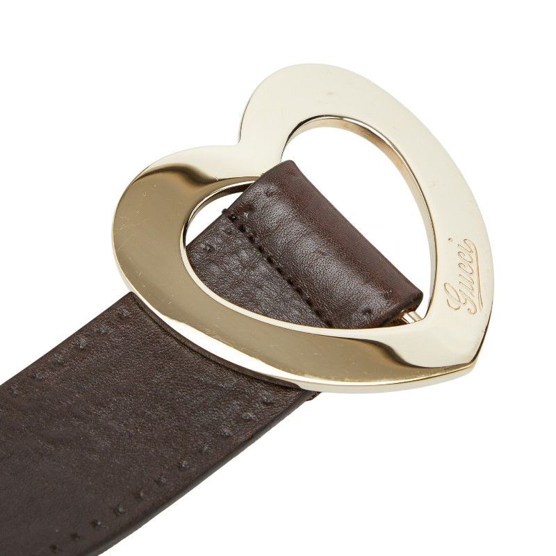 Gucci Heart Buckle leto 32 Brown Leather Belt — view 4