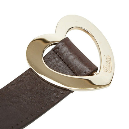 Gucci Heart Buckle leto 32 Brown Leather Belt — view 4