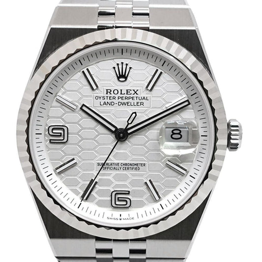 Rolex Land White Dial Honeycomb Motif Flat Jubilee