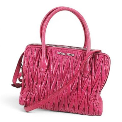 Miu Miu Mala 2-Way ShawleBag Pink Leather Handbag