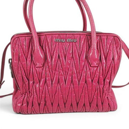 Miu Miu Mala 2-Way ShawleBag Pink Leather Handbag — view 2