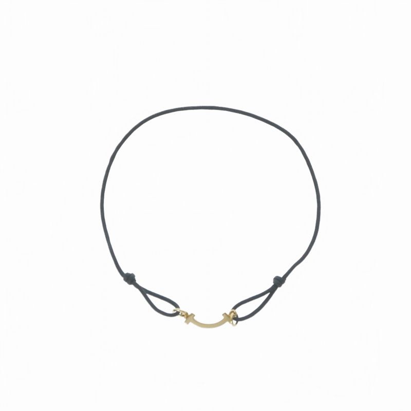 Tiffany & Co T Smile Bracelet 18k Yellow Gold Black