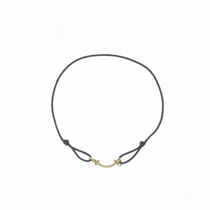 Tiffany & Co T Smile Bracelet 18k Yellow Gold Black