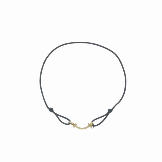 Tiffany & Co T Smile Bracelet 18k Yellow Gold Black