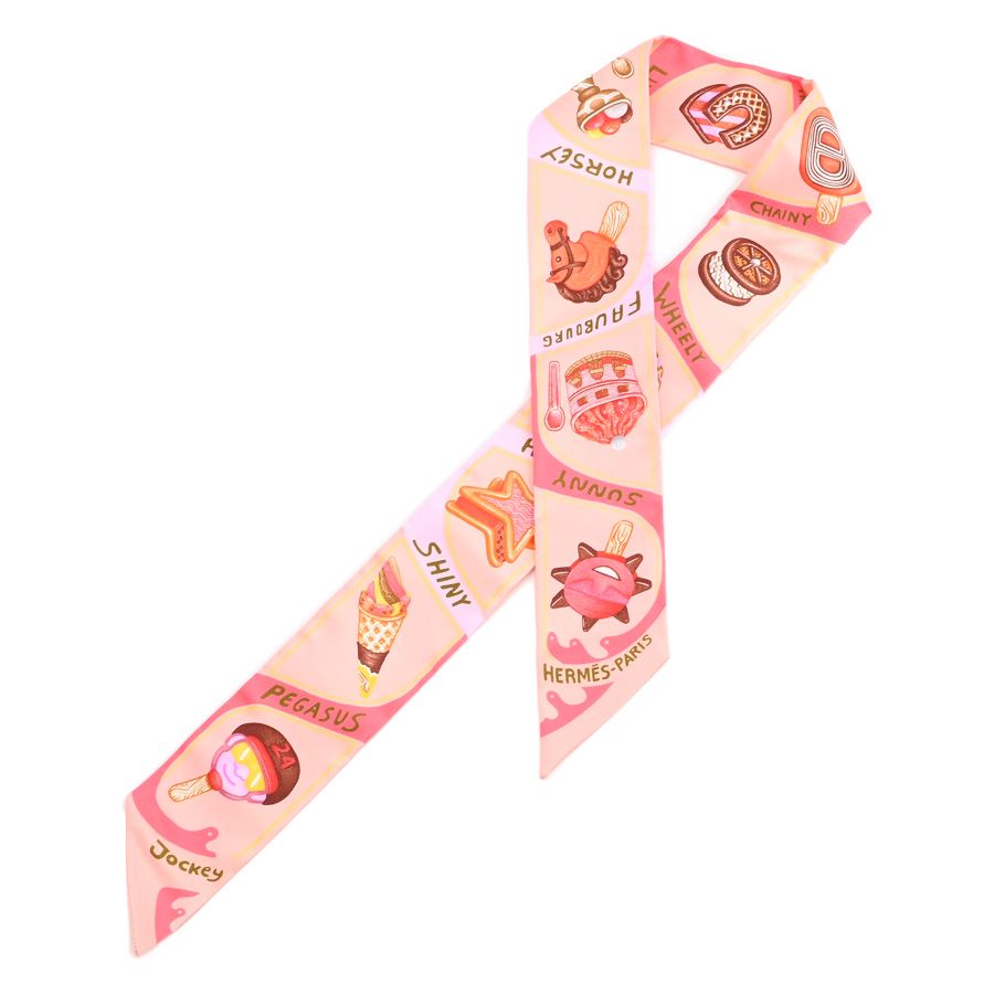 Hermes Scarf Twilly Scarves Pink