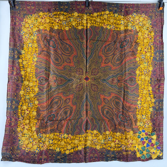 Chanel CC Logo Scarf Silk Multicolor Vintage