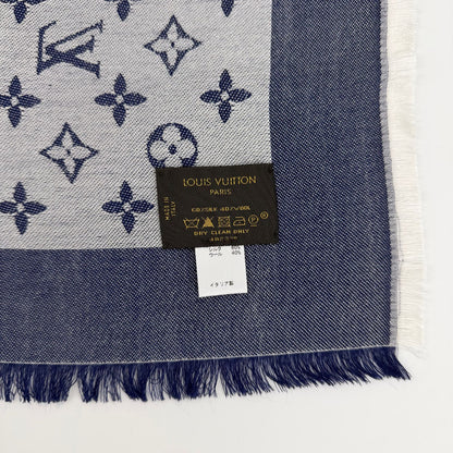 Louis Vuitton Monogram Shaw Silk Navy Vintage Scarf — view 6