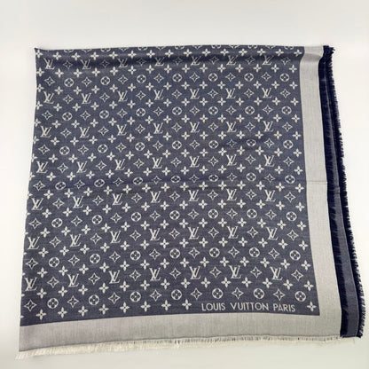 Louis Vuitton Monogram Shaw Silk Navy Vintage Scarf — view 2