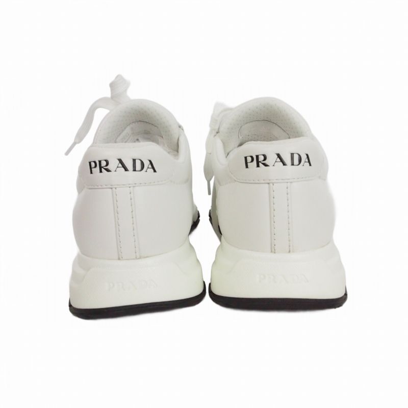 Prada Lambskin Low Cut Sneakers Shoes 6 White — view 4
