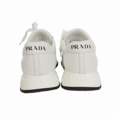 Prada Lambskin Low Cut Sneakers Shoes 6 White — view 4