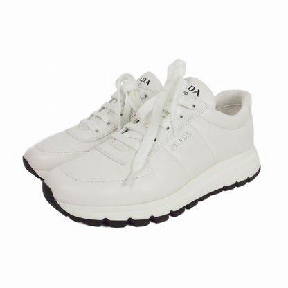 Prada Lambskin Low Cut Sneakers Shoes 6 White