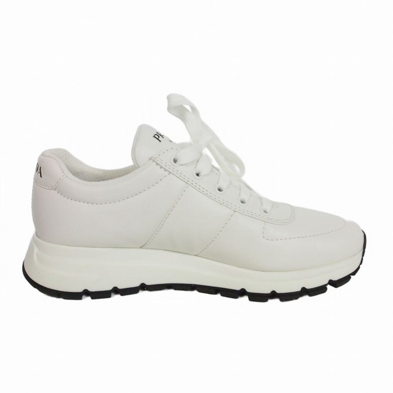 Prada Lambskin Low Cut Sneakers Shoes 6 White — view 5