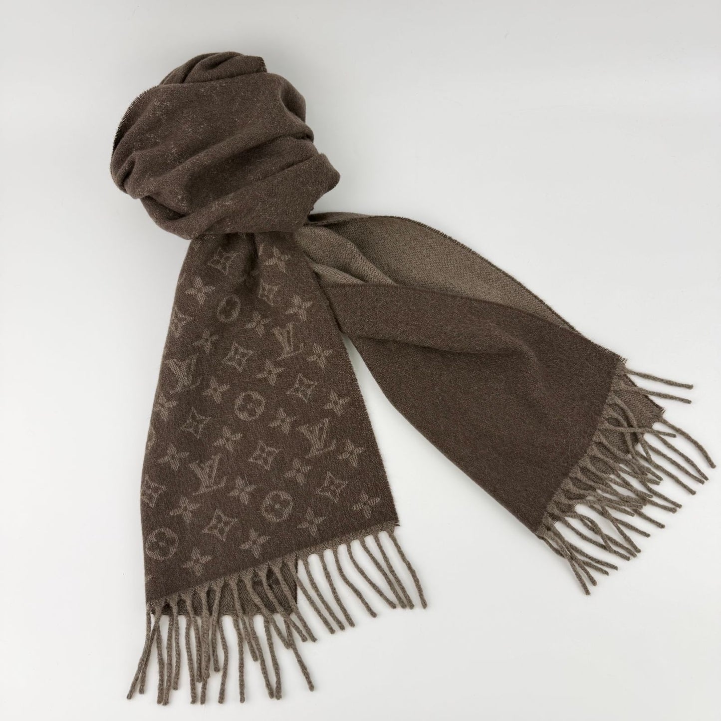 Louis Vuitton Echarpe Monogram Gradient Cashmere Brown Vintage