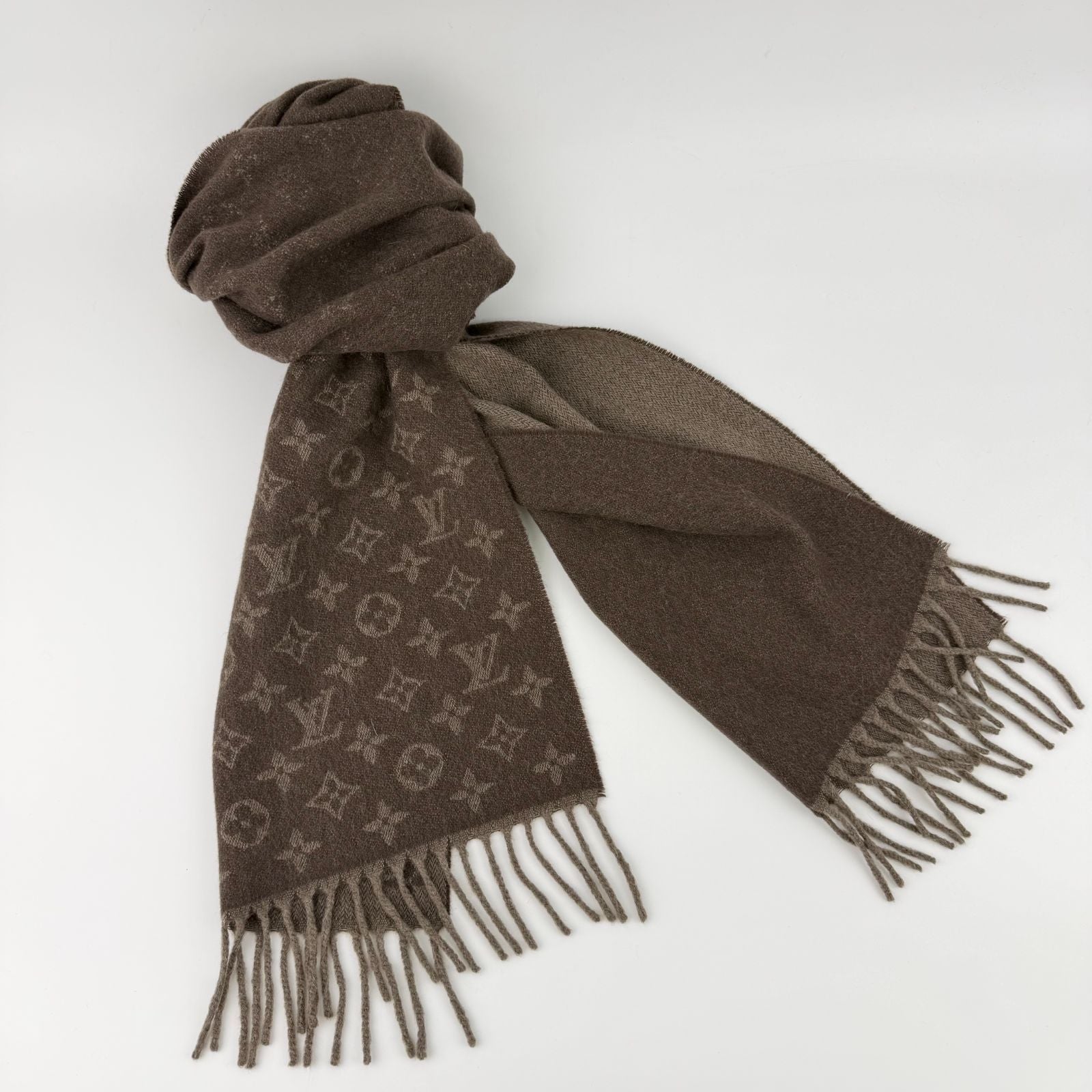 Louis Vuitton Echarpe Monogram Gradient Cashmere Brown Vintage