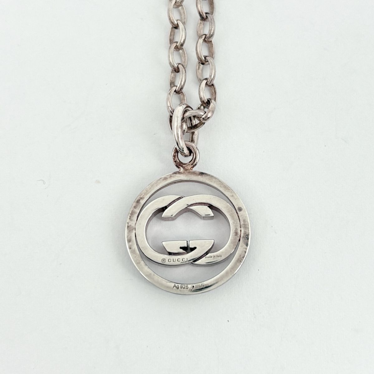 Gucci GG Logo Che Necklace Interlocking 925 Sterling Silver — view 2