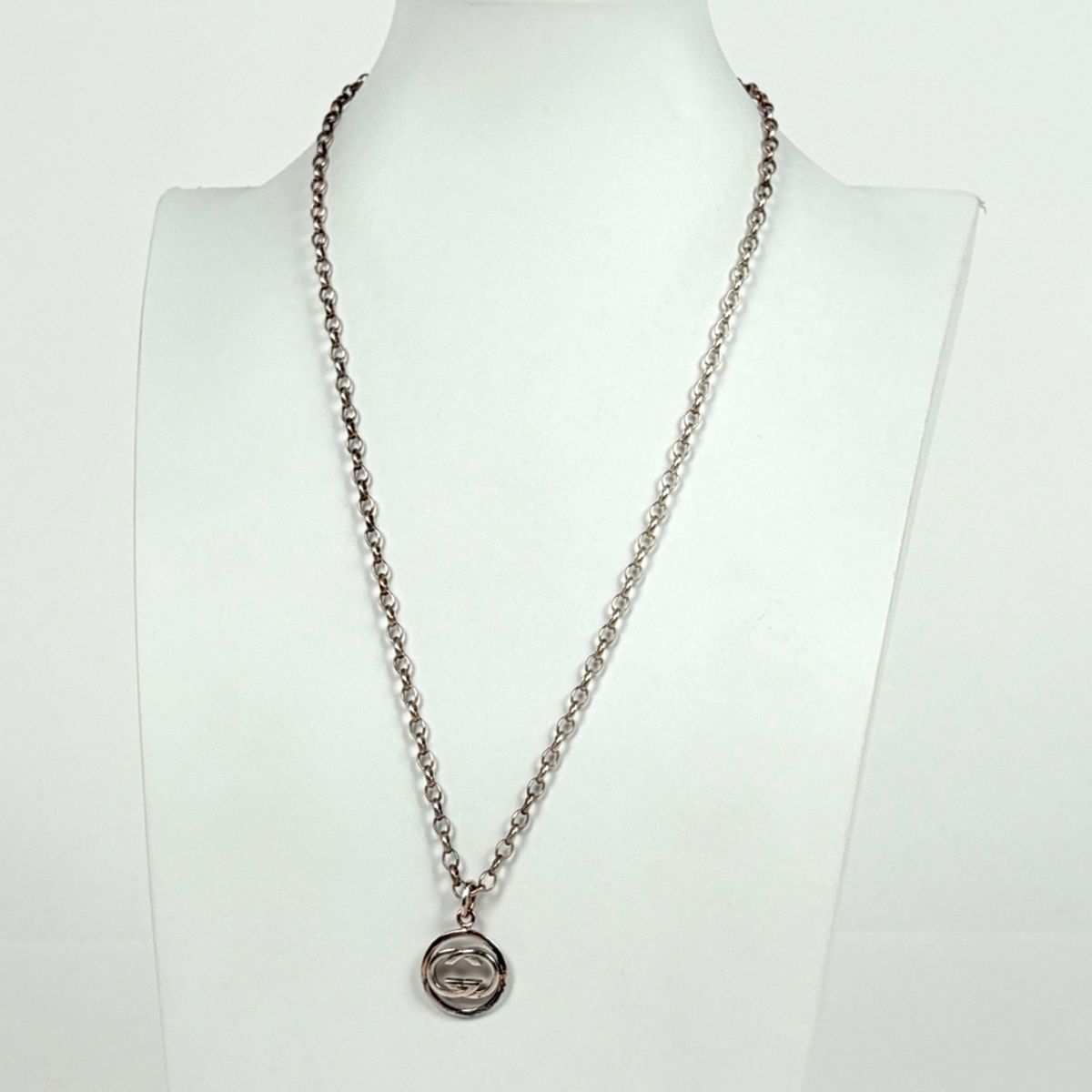 Gucci GG Logo Che Necklace Interlocking 925 Sterling Silver — view 5