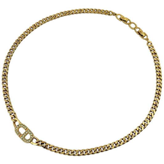 Dior o-le Logo Line Necklace CD Gold Plated