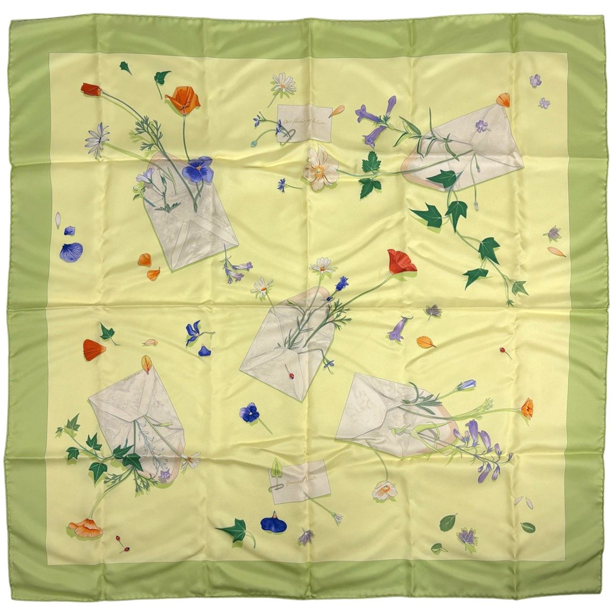 Hermes Carre 90 Des Fleurs Pour Dire Scarf Silk togreen Yellow