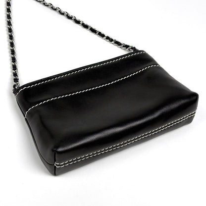 Chanel Logo Che Handbag Pouch Leather Black — view 2