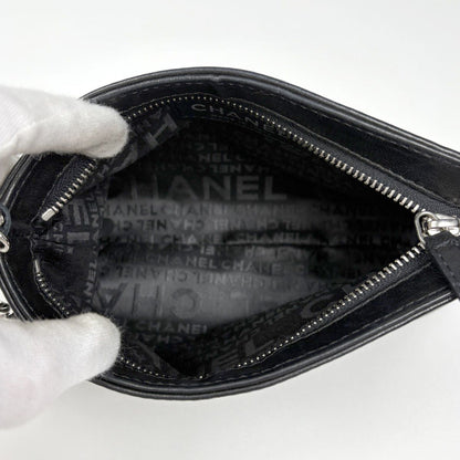 Chanel Logo Che Handbag Pouch Leather Black — view 7