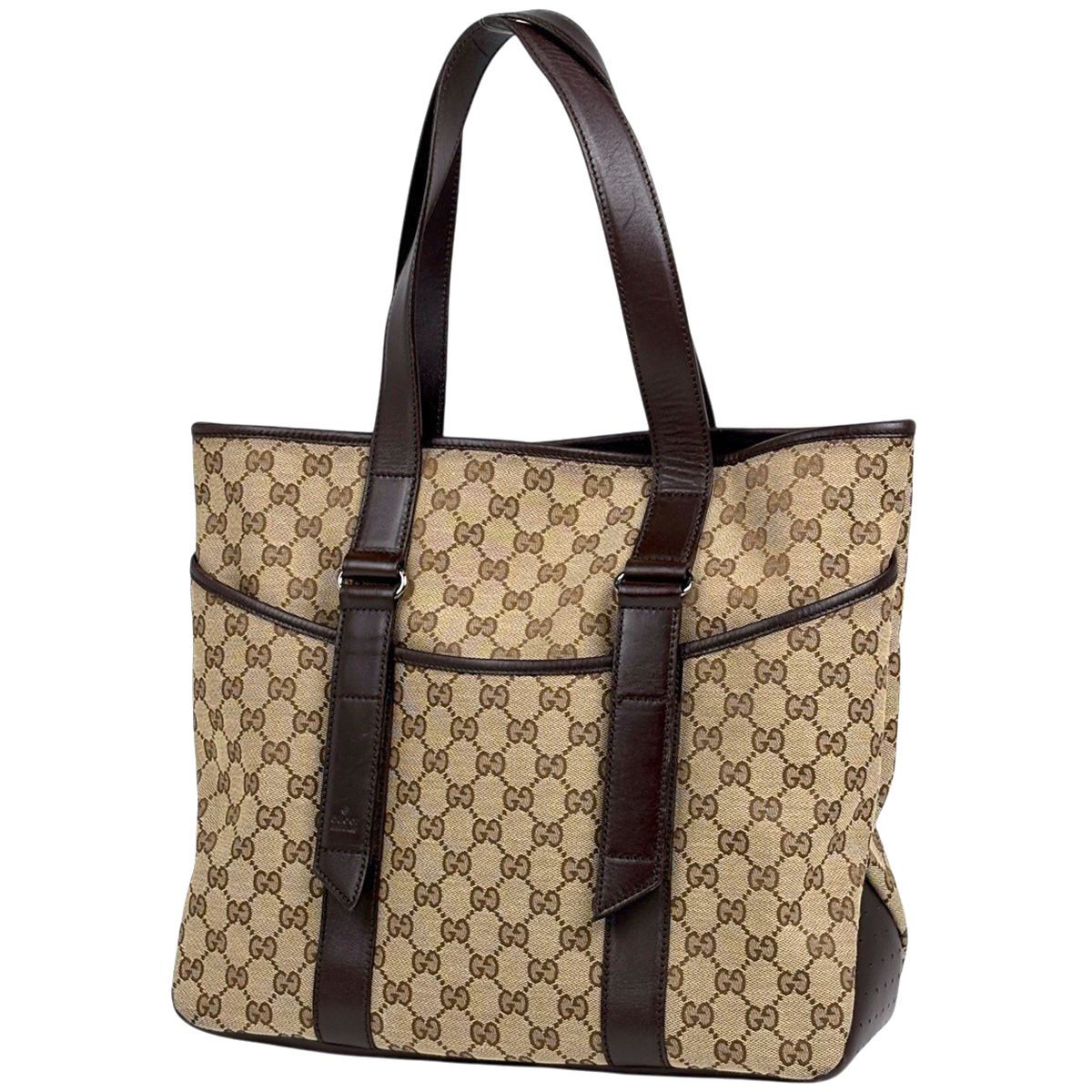Gucci GG Pattern Tote Canvas Beige Brown