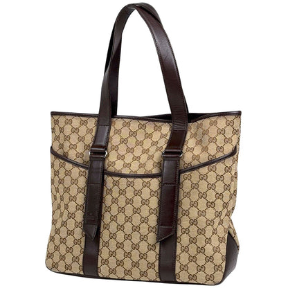 Gucci GG Pattern Tote Canvas Beige Brown