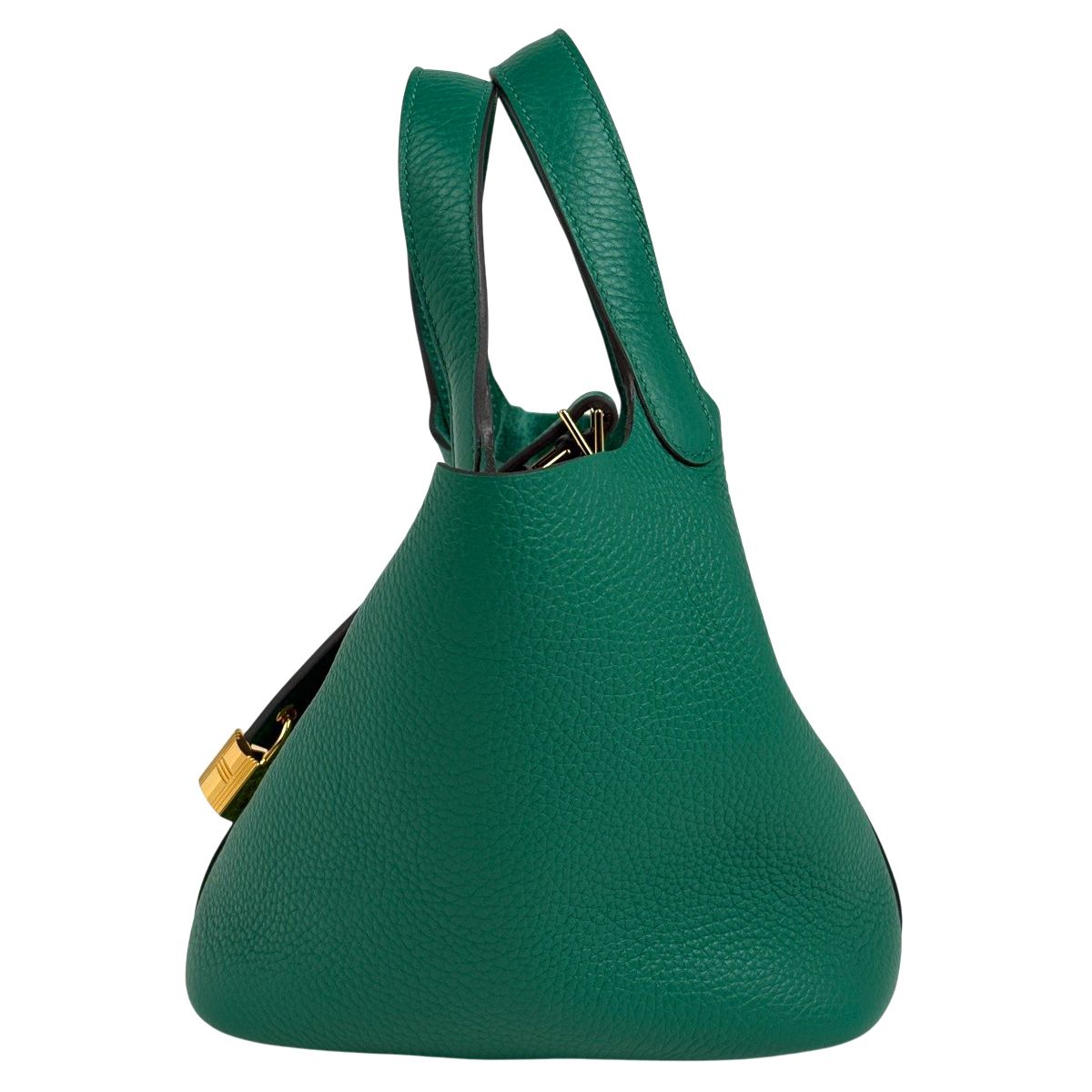 Hermes Picotin Lock PM Handbag Taurillon Clemence Vert — view 2