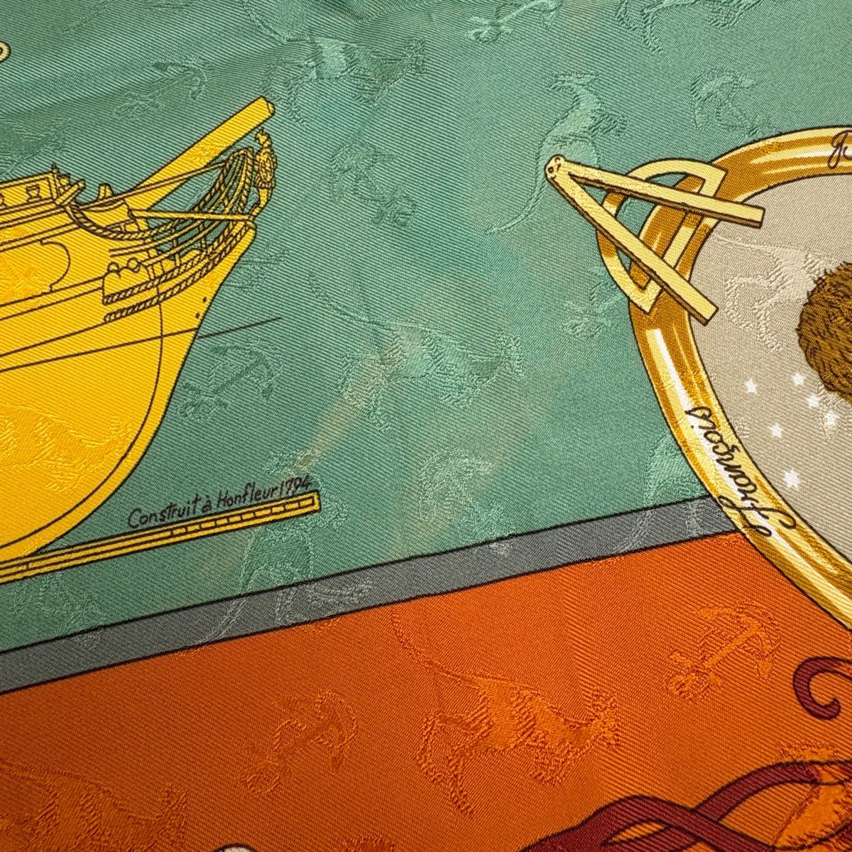 Hermes Carre 90 Geographe Scarf Silk Orange Multicolor — view 3
