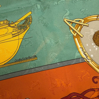 Hermes Carre 90 Geographe Scarf Silk Orange Multicolor — view 3