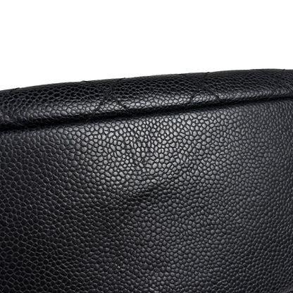 Chanel CC Logo Chain Shoulder Bag Quilted Caviar Leather Black — view 6